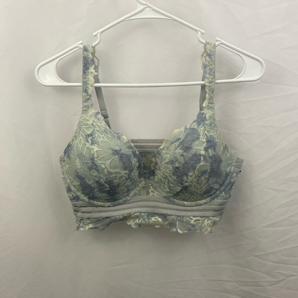 PINK Victoria’s Secret Bra Bralette Size Large Lightly Line Cream & Blue - Picture 1 of 14